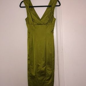 Lime green beautiful satin Bebe dress
